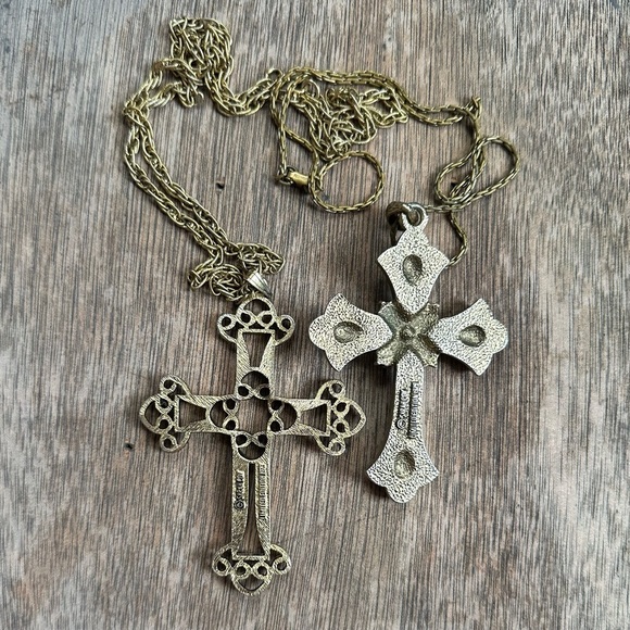 Vintage 1970s Sarah Coventry Limited Edition xl cross pendant necklaces main image 0
